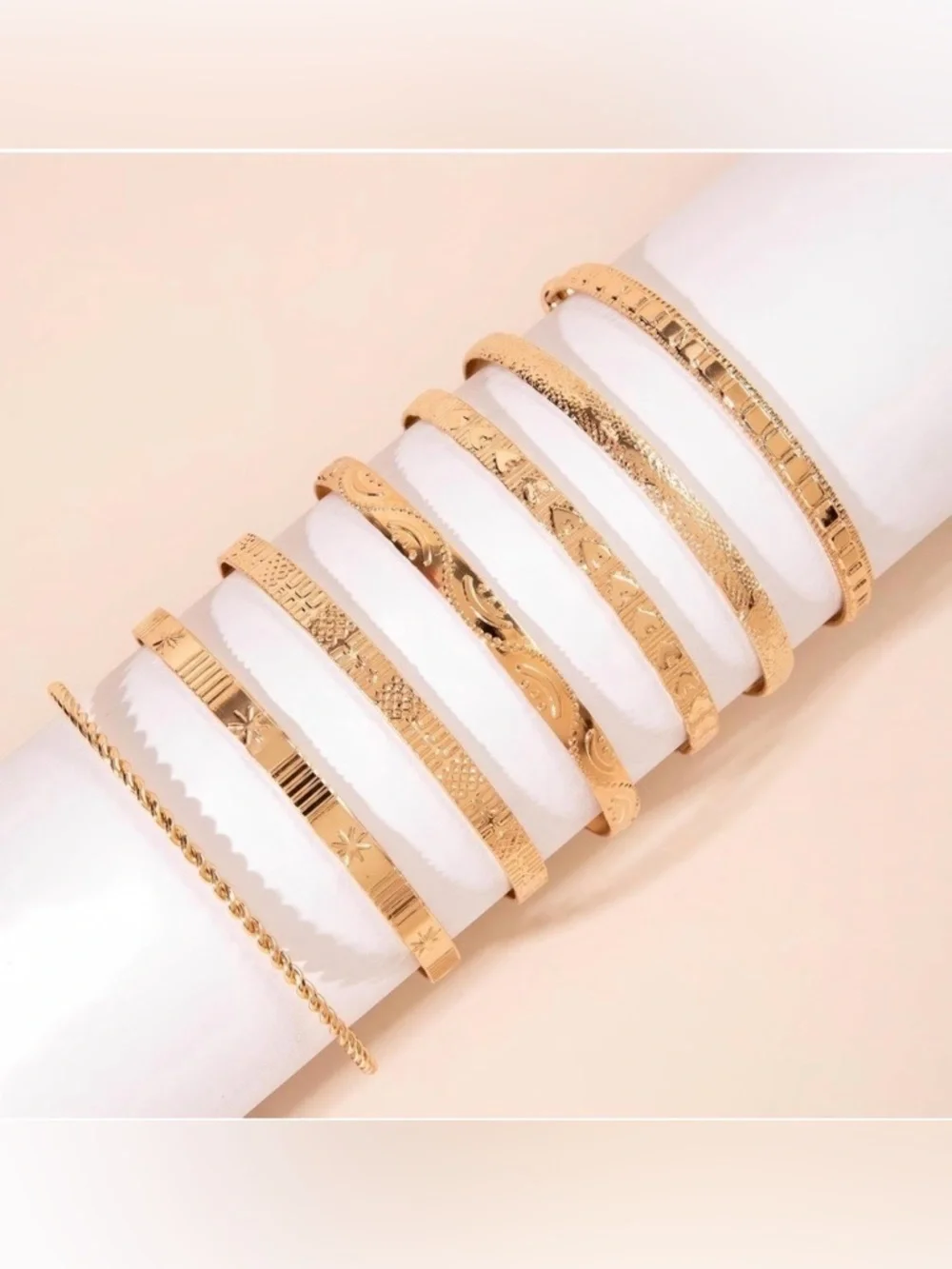 NWT~12pc 14K Gold Stackable Statement Bangle Cuff Bracelet Set
